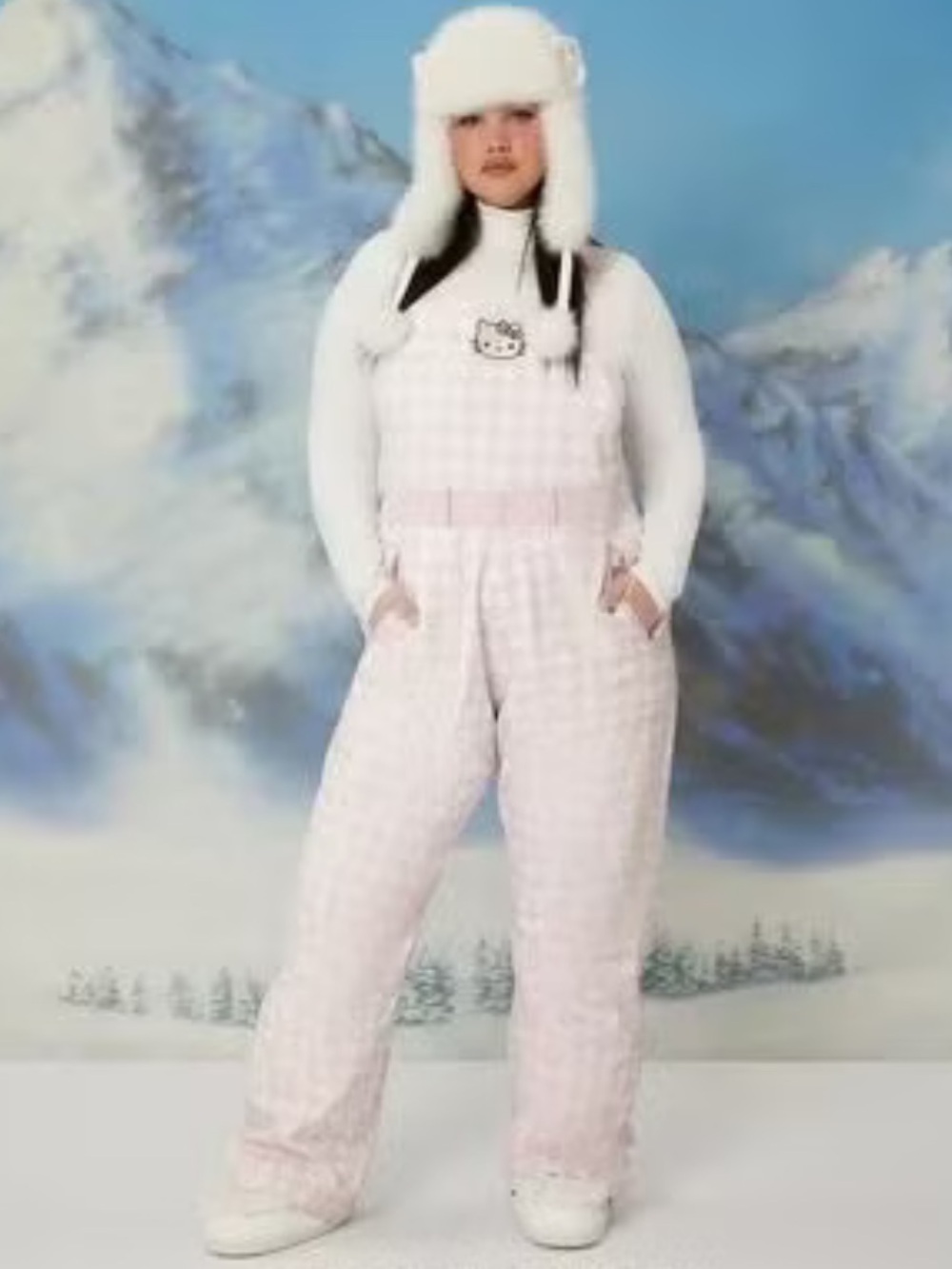 Hello Kitty X Forever 21 Snow Cute Pink and White Jumpsuit Size M